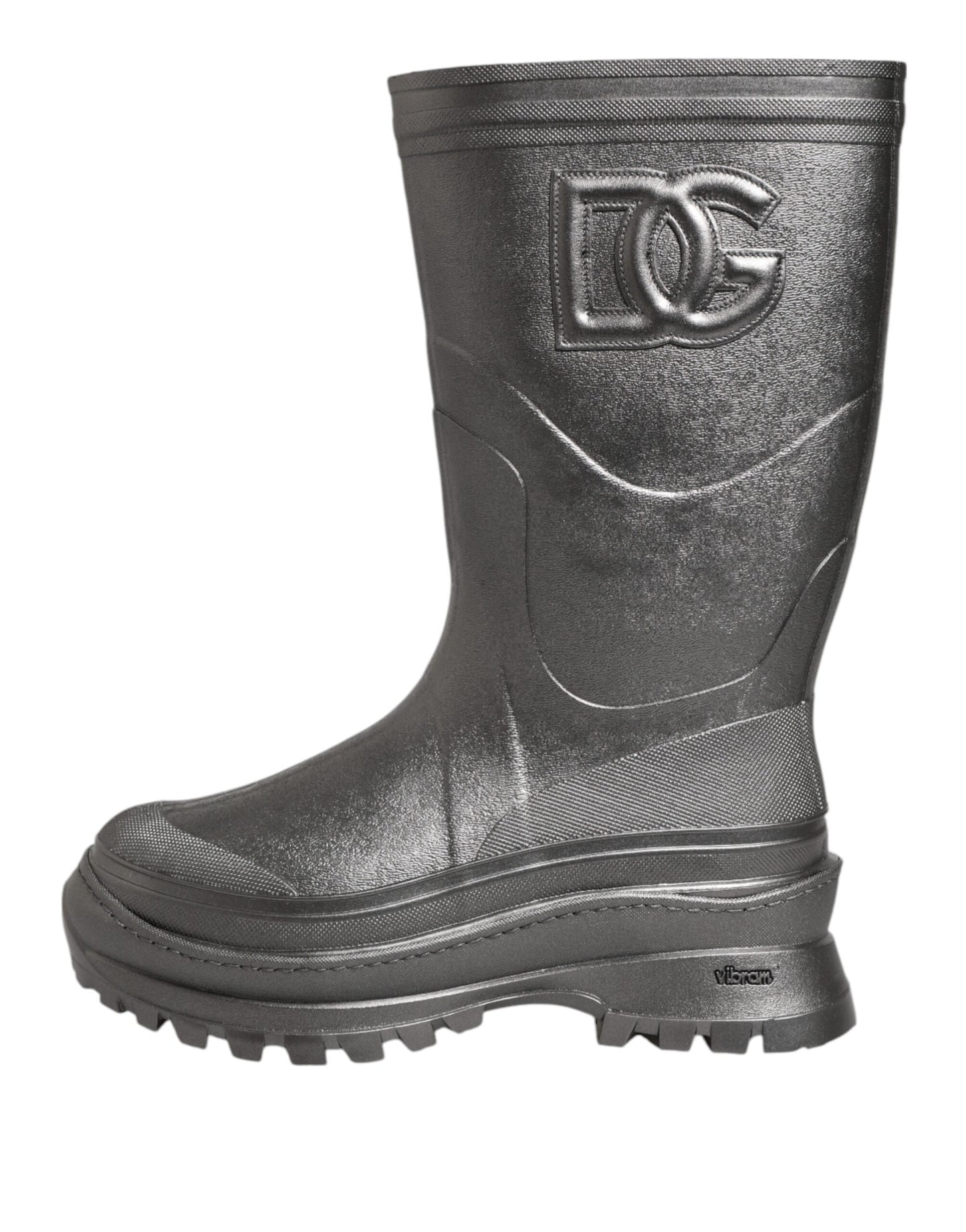 Dolce &amp; Gabbana Black Argento Pull On Rain Boots Shoes