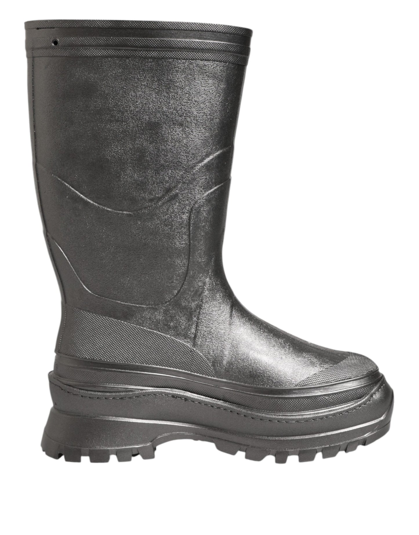 Dolce &amp; Gabbana Black Argento Pull On Rain Boots Shoes