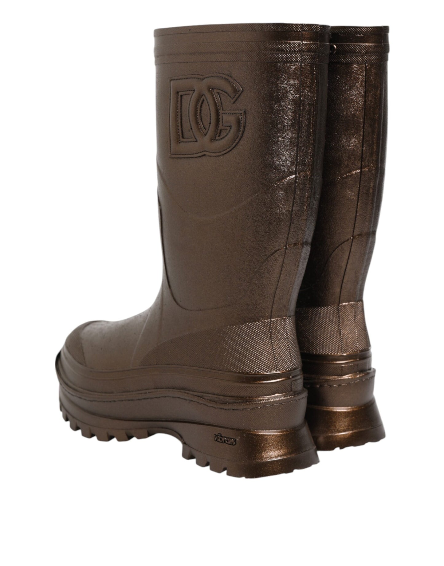 Dolce &amp; Gabbana Metallic Bronze Pull On Rain Boots Shoes