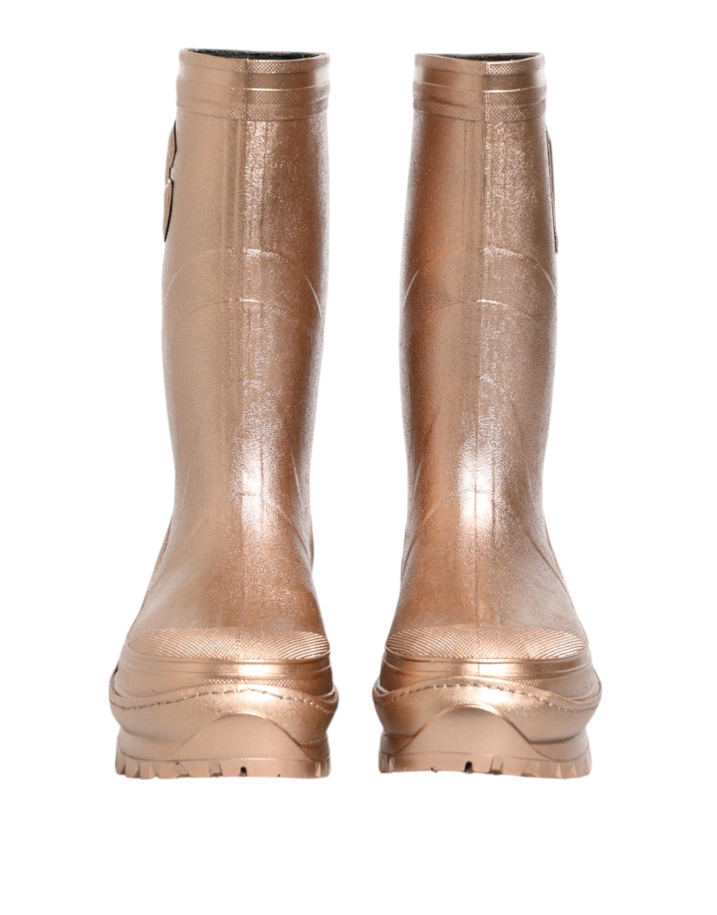 Dolce &amp; Gabbana Rose Gold Rubber Pull On Rain Boots Shoes