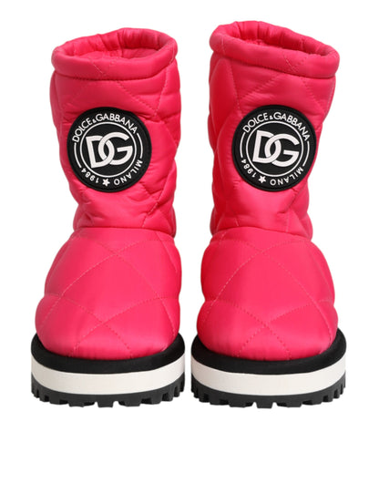 Dolce &amp; Gabbana Pink White Viscose Padded Mid Calf Boots Shoes