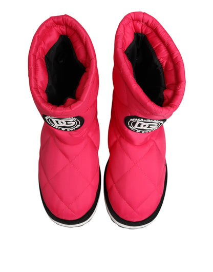 Dolce &amp; Gabbana Pink White Viscose Padded Mid Calf Boots Shoes