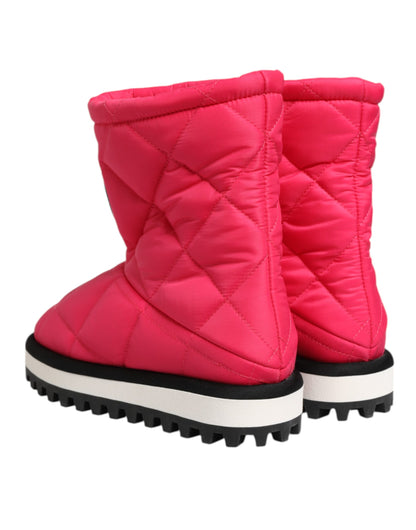 Dolce &amp; Gabbana Pink White Viscose Padded Mid Calf Boots Shoes