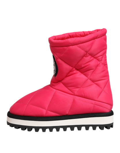 Dolce &amp; Gabbana Pink White Viscose Padded Mid Calf Boots Shoes