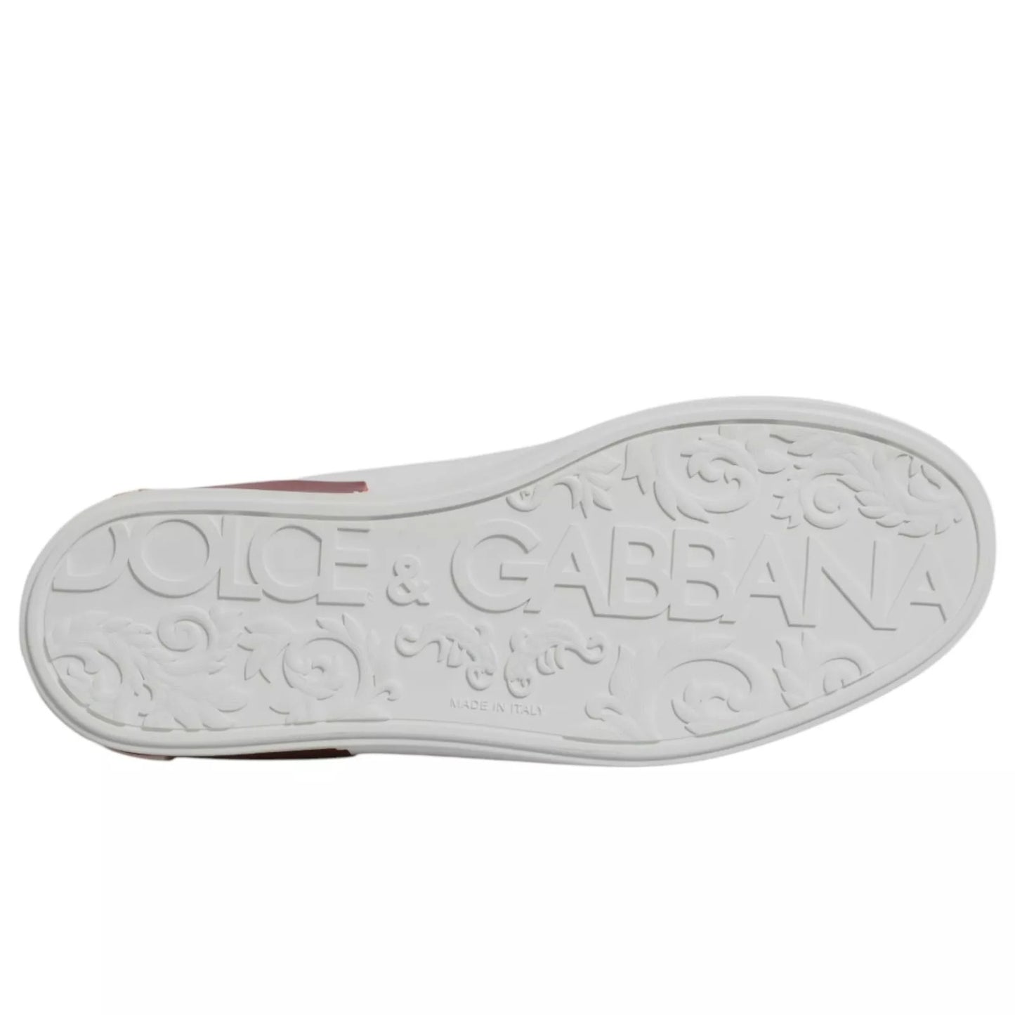 Dolce &amp; Gabbana White Red Leather Logo Portofino Sneaker