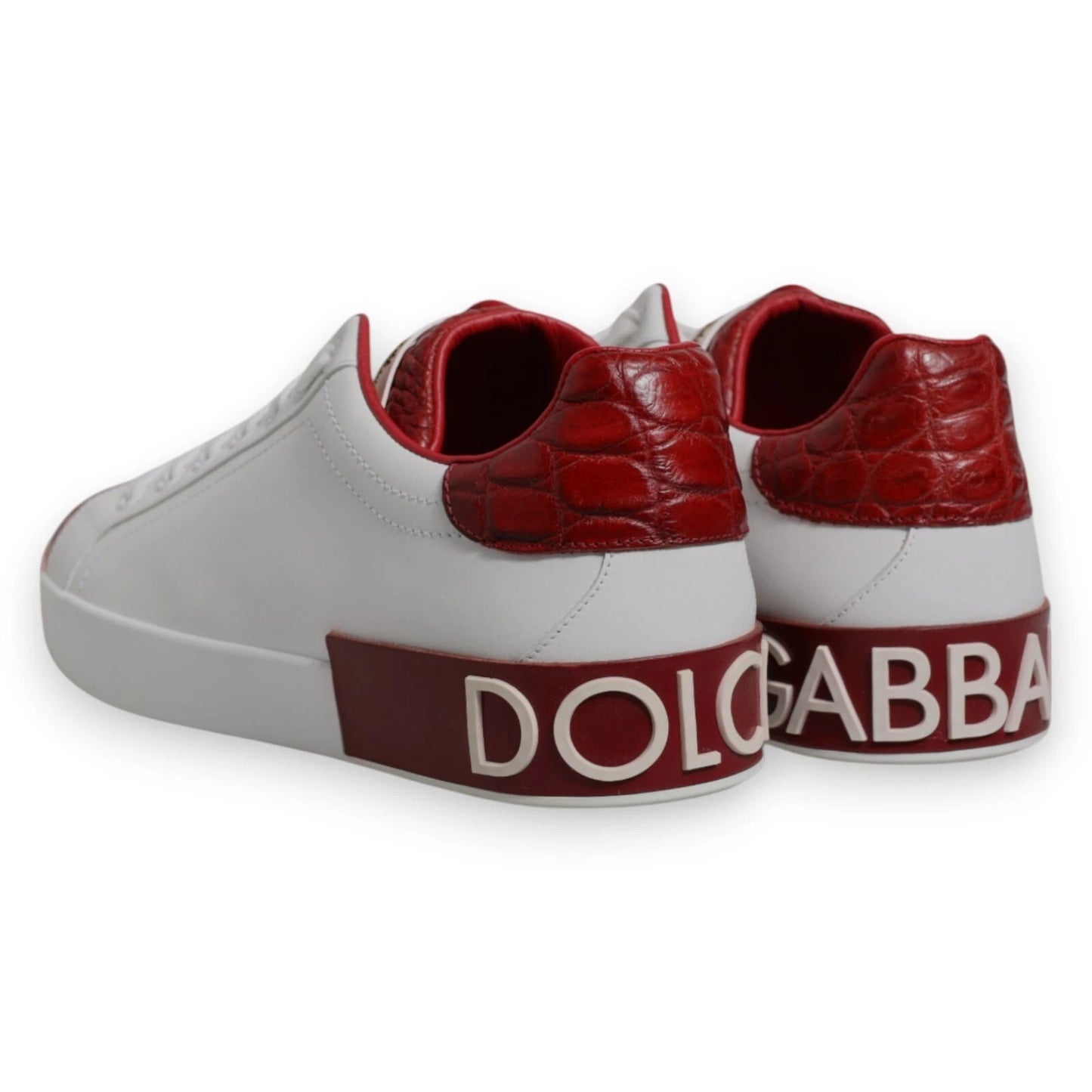 Dolce &amp; Gabbana White Red Leather Logo Portofino Sneaker