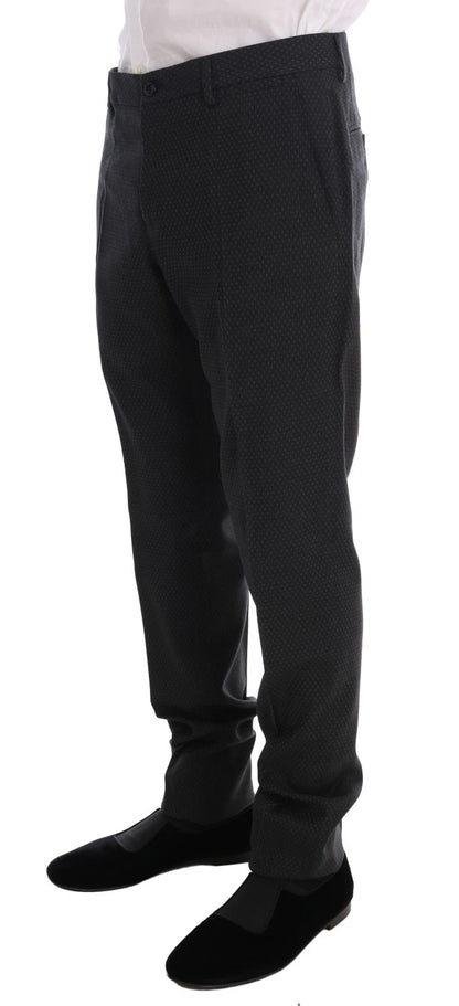 Dolce &amp; Gabbana Gray Patterned Wool 3 Piece Slim Suit