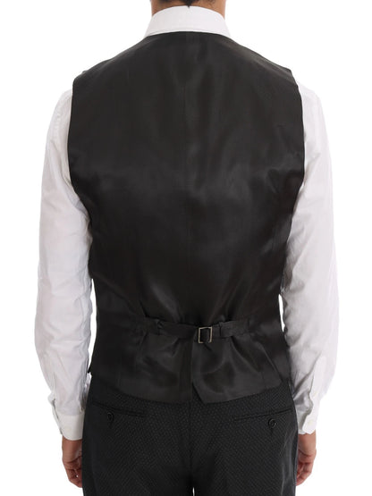 Dolce &amp; Gabbana Gray Patterned Wool 3 Piece Slim Suit