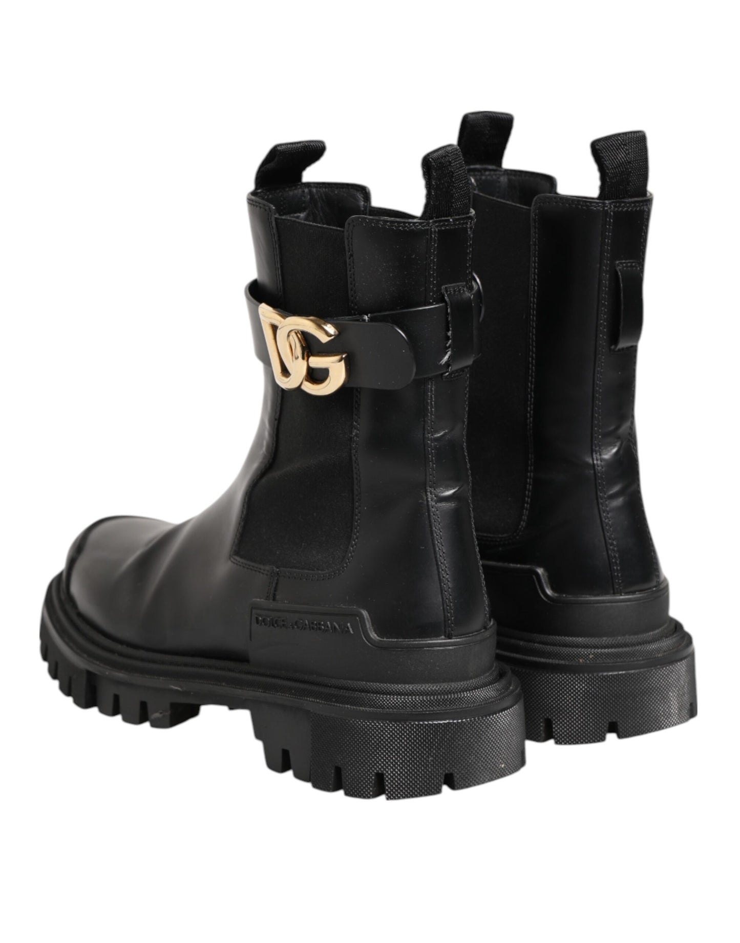 Dolce &amp; Gabbana Black Gold DG Logo Trekking Calf Boots Shoes