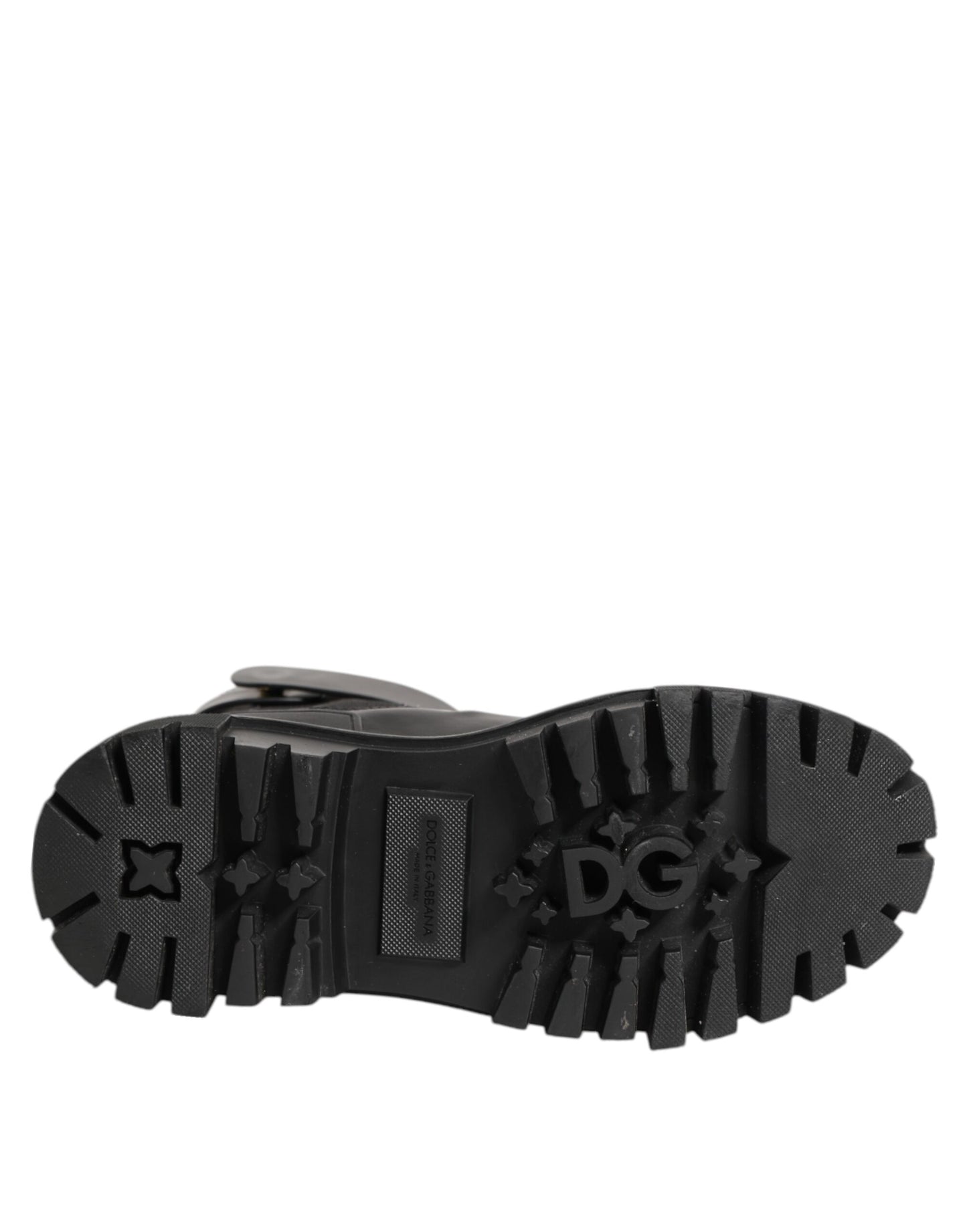 Dolce &amp; Gabbana Black Gold DG Logo Trekking Calf Boots Shoes