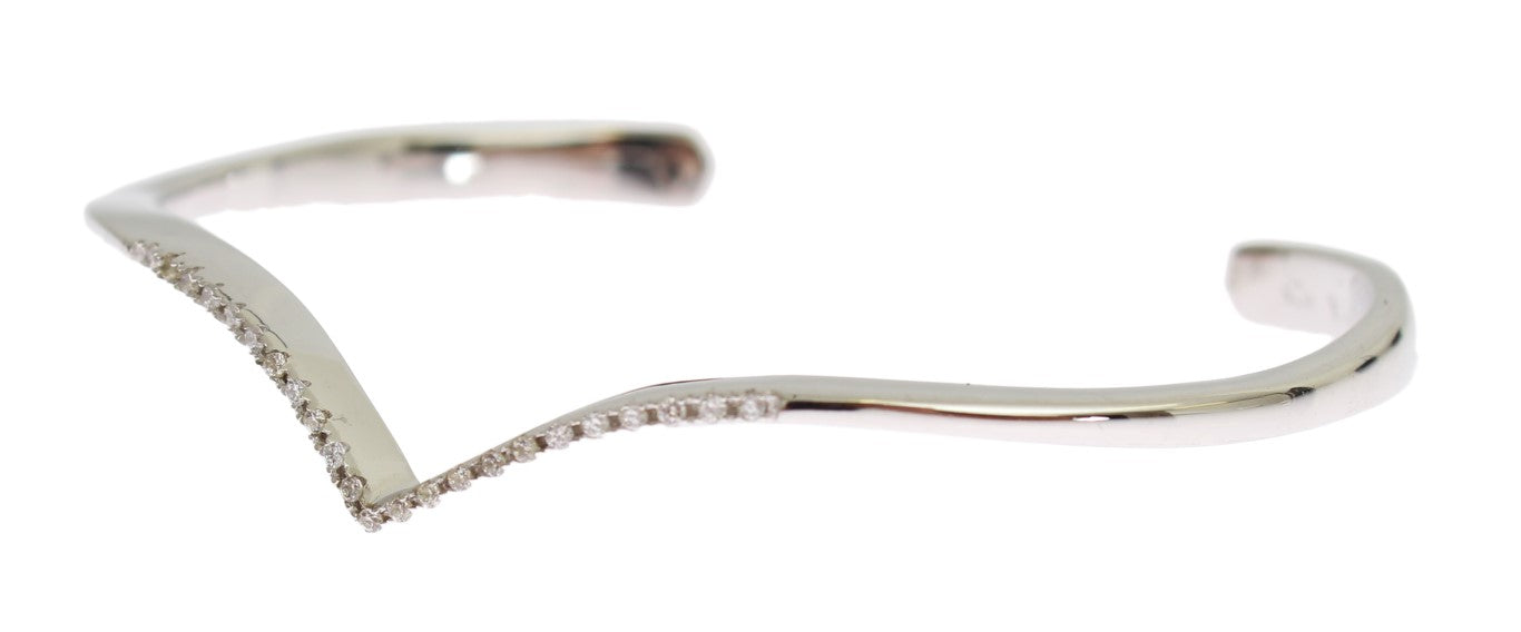 Bracelet manchette élégant en argent Nialaya avec accents en zircone cubique transparent