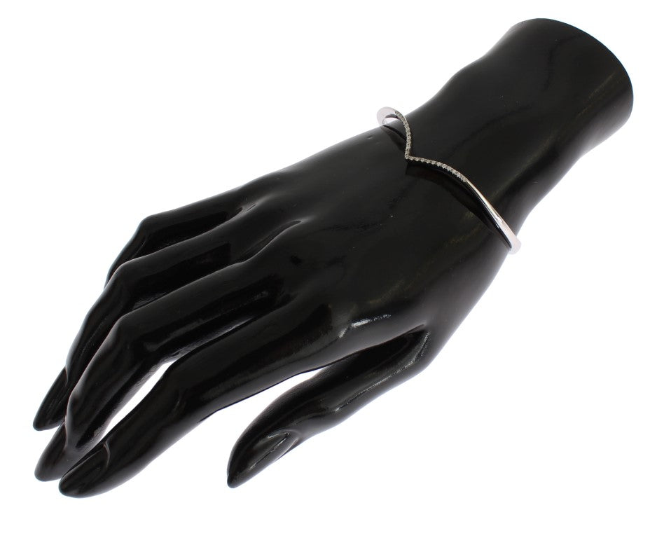Bracelet manchette élégant en argent Nialaya avec accents en zircone cubique transparent