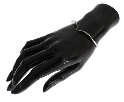 Bracelet manchette élégant en argent Nialaya avec accents en zircone cubique transparent