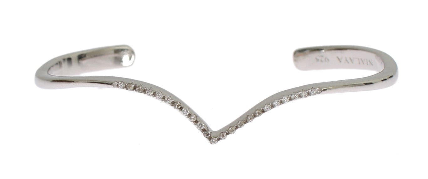 Bracelet manchette élégant en argent Nialaya avec accents en zircone cubique transparent