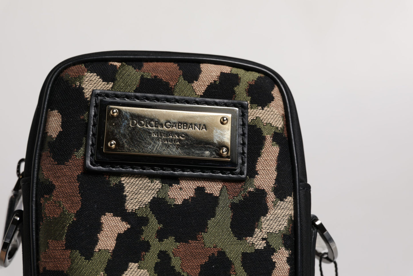 Dolce &amp; Gabbana Multicolor Leopard Jacquard Logo Plaque Neck Strap Bag