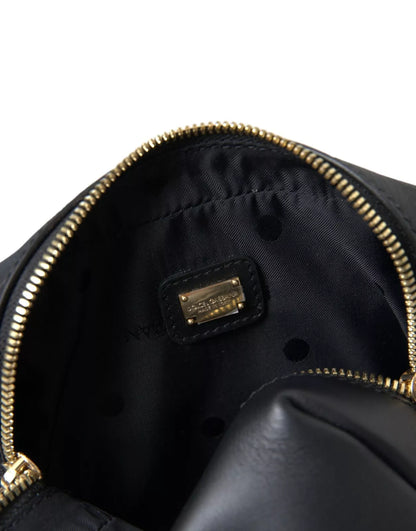 Dolce &amp; Gabbana Black Calfskin Leather Double Waist Belt Fanny Pack Bag