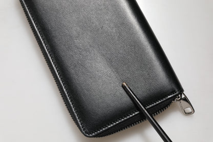 Dolce &amp; Gabbana Black Leather DG Plaque Zip Around Continental Wallet