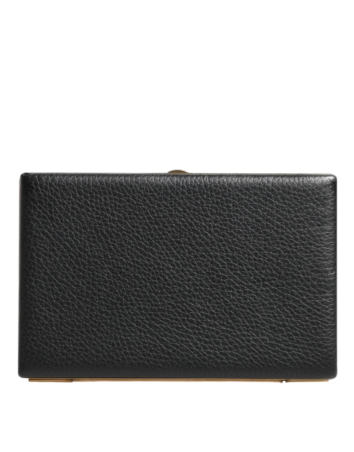 Dolce &amp; Gabbana Black Leather Gold Frame Clutch Evening Party Purse Bag