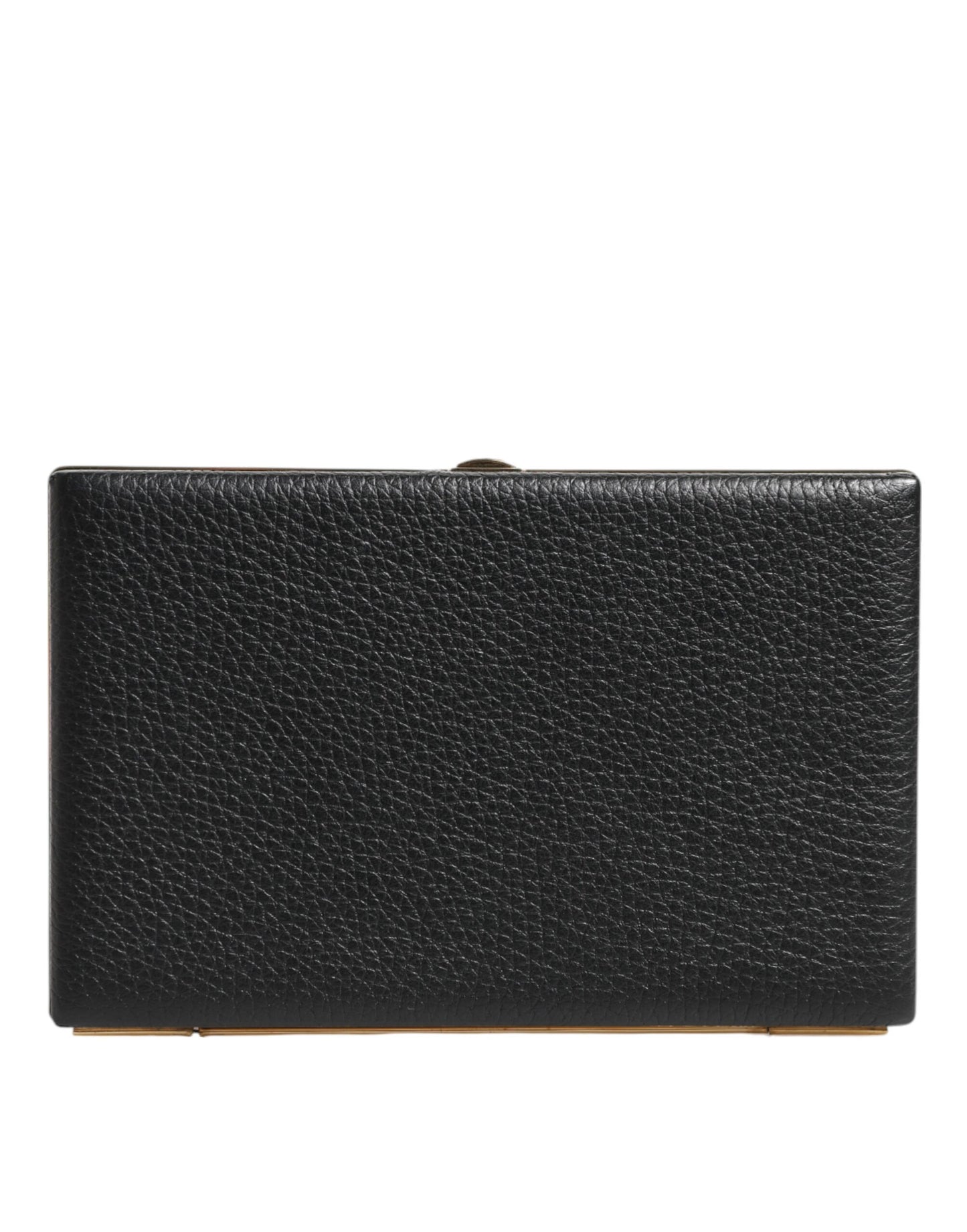 Dolce &amp; Gabbana Black Leather Gold Frame Clutch Evening Party Purse Bag