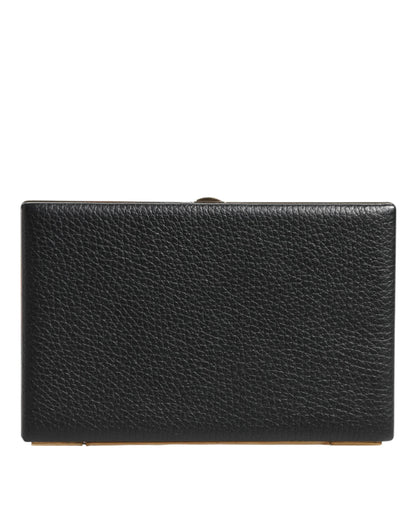 Dolce &amp; Gabbana Black Leather Gold Frame Clutch Evening Party Purse Bag