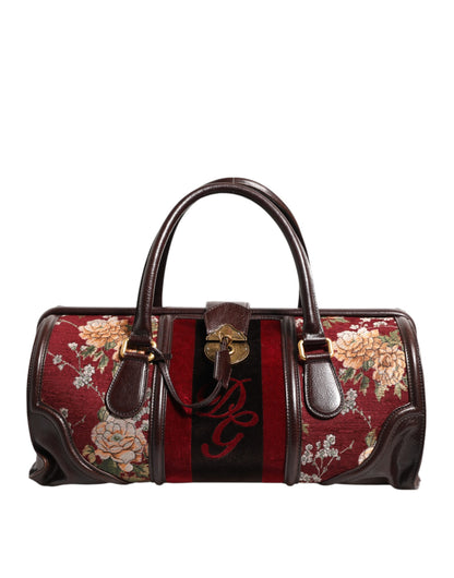 Dolce &amp; Gabbana Multicolor Leather Jacquard Velvet Travel Duffle Bag