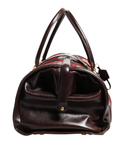 Dolce &amp; Gabbana Multicolor Leather Jacquard Velvet Travel Duffle Bag