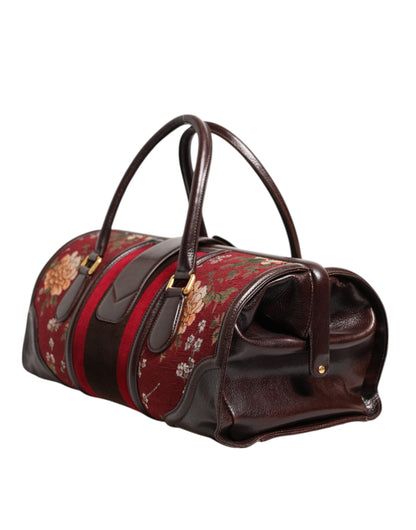 Dolce &amp; Gabbana Multicolor Leather Jacquard Velvet Travel Duffle Bag
