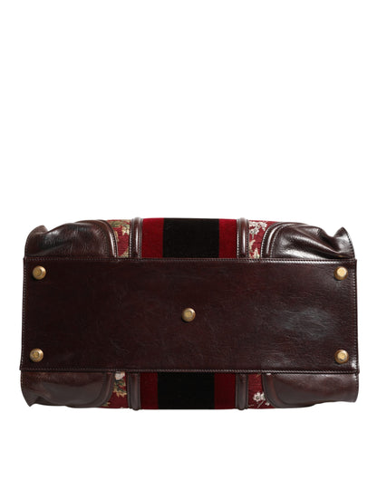 Dolce &amp; Gabbana Multicolor Leather Jacquard Velvet Travel Duffle Bag