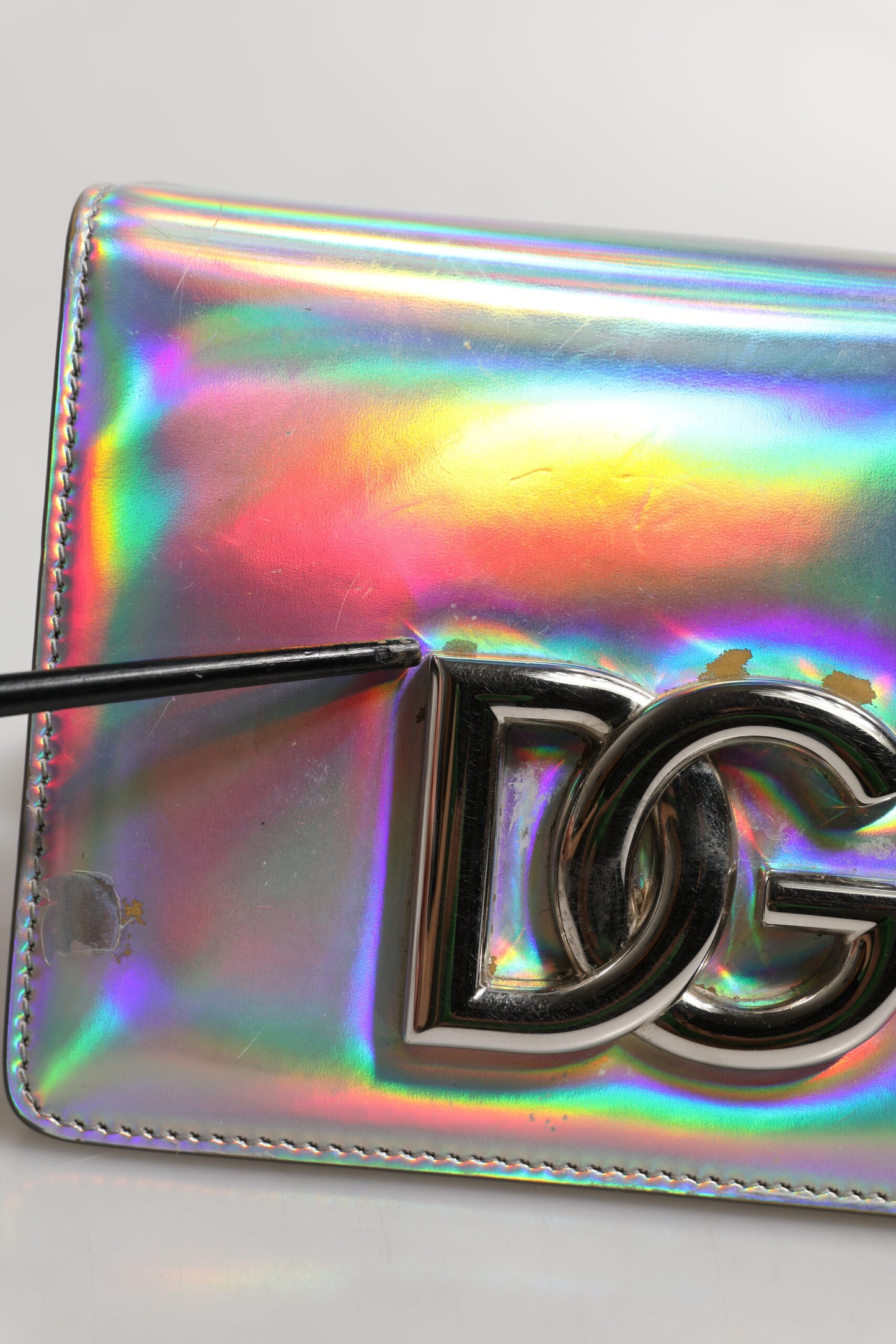 Dolce &amp; Gabbana Metallic Silver Holographic Shoulder Crossbody Bag
