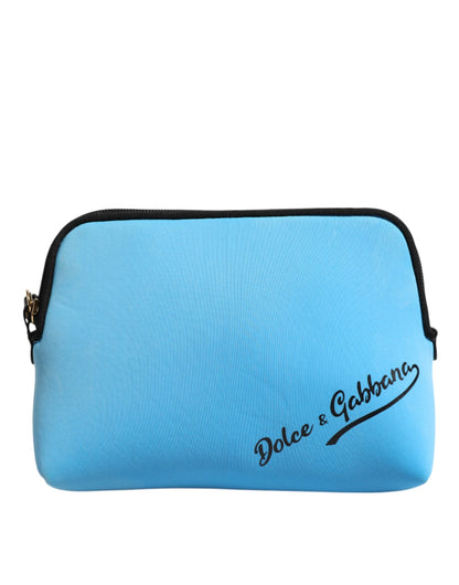 Dolce &amp; Gabbana Blue Nylon DG Logo Print Clutch Zip Pouch Bag
