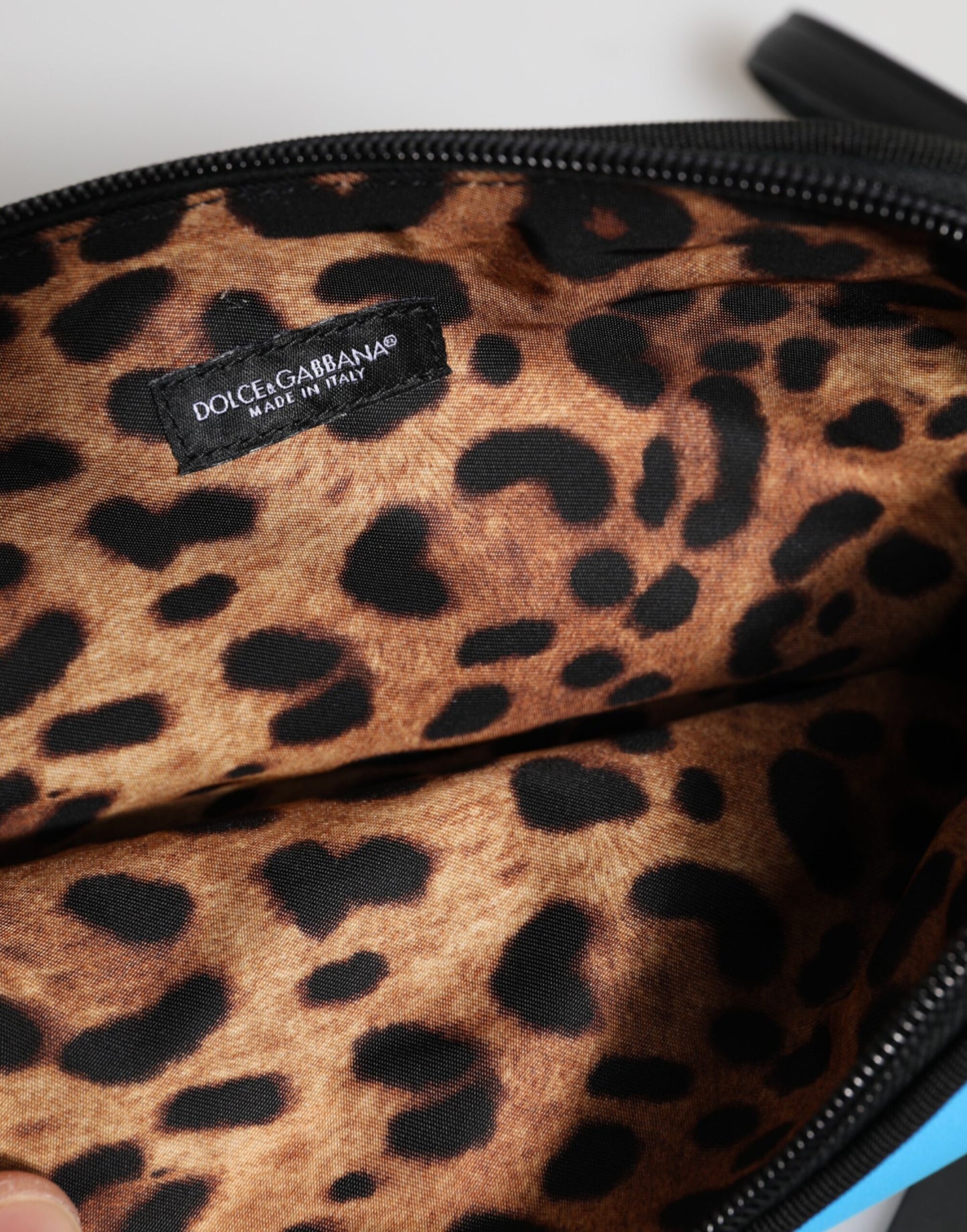 Dolce &amp; Gabbana Blue Nylon DG Logo Print Clutch Zip Pouch Bag