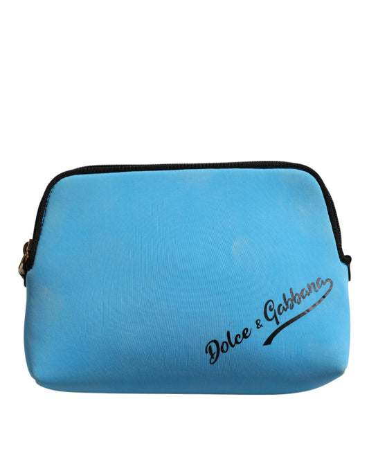 Dolce &amp; Gabbana Blue Nylon DG Logo Print Clutch Zip Pouch Bag
