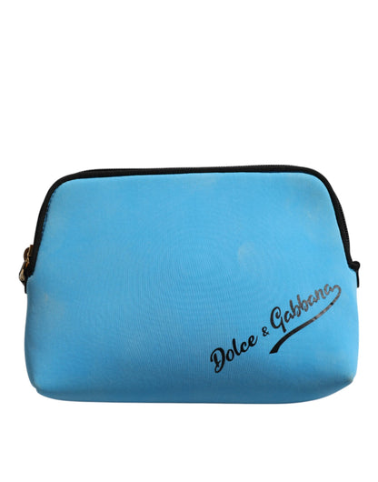 Dolce &amp; Gabbana Blue Nylon DG Logo Print Clutch Zip Pouch Bag