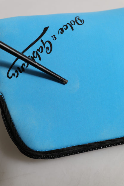 Dolce &amp; Gabbana Blue Nylon DG Logo Print Clutch Zip Pouch Bag