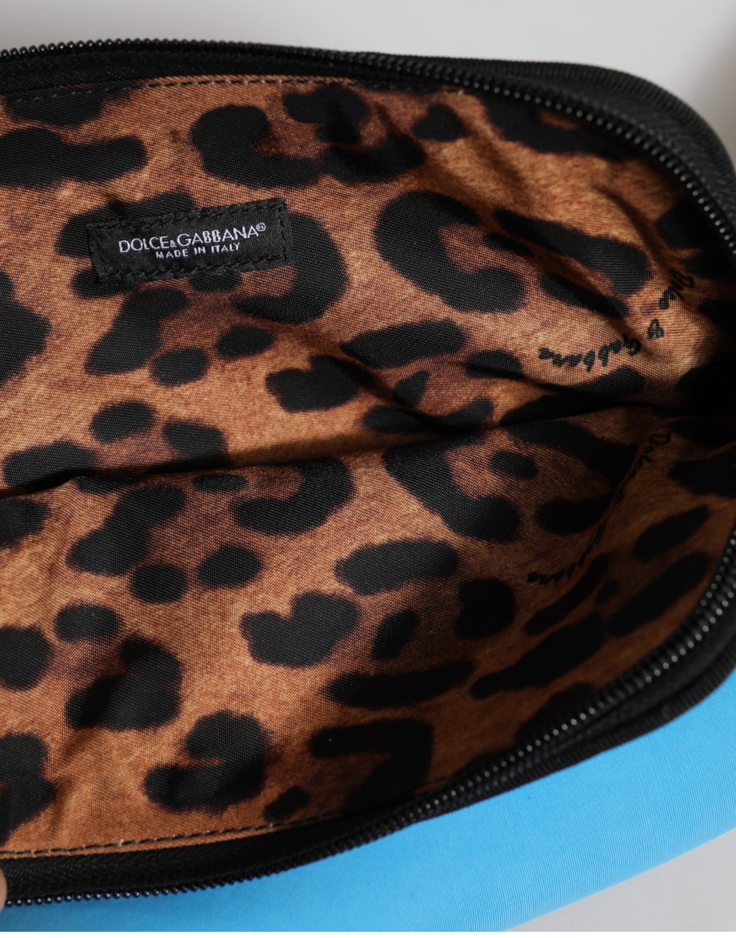 Dolce &amp; Gabbana Blue Nylon DG Logo Print Clutch Zip Pouch Bag