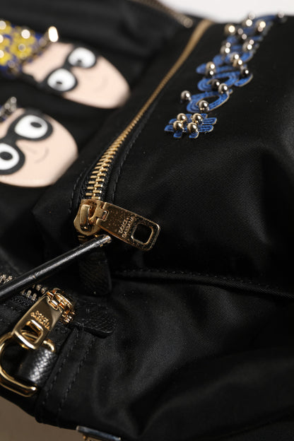 Dolce &amp; Gabbana Black Nylon #DGFAMILY VULCANO Embellished Backpack Bag