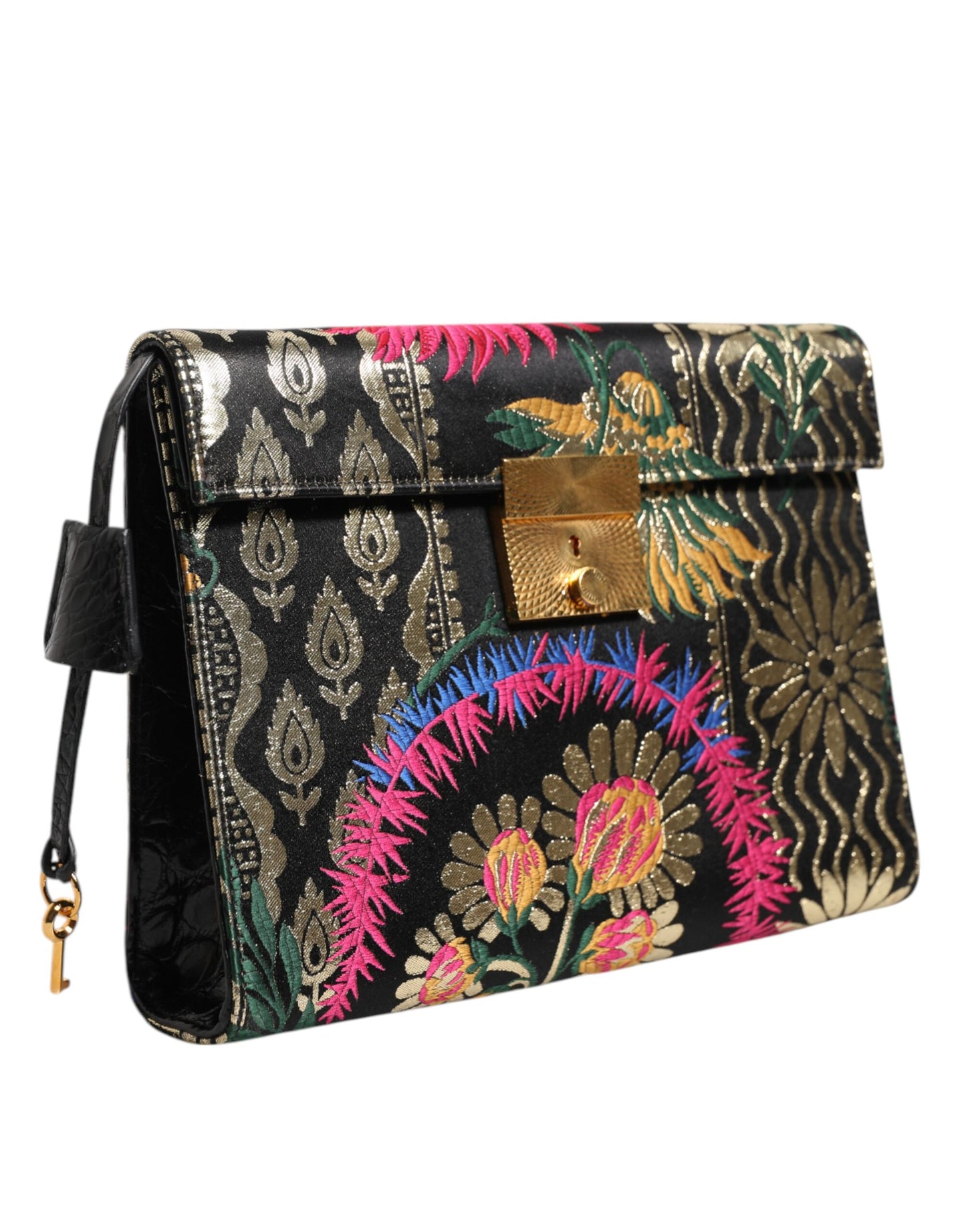 Dolce &amp; Gabbana Multicolor Jacquard Floral Document Briefcase Bag