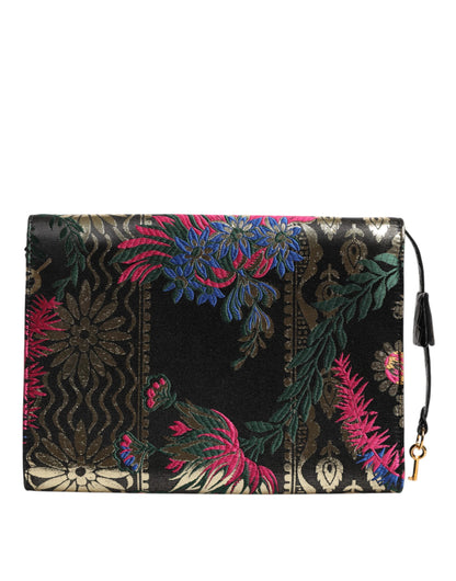 Dolce &amp; Gabbana Multicolor Jacquard Floral Document Briefcase Bag