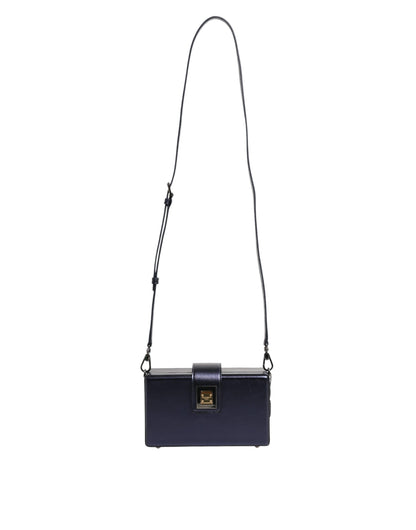 Dolce &amp; Gabbana Blue DG BOX Lambskin Leather Crossbody Strap Bag