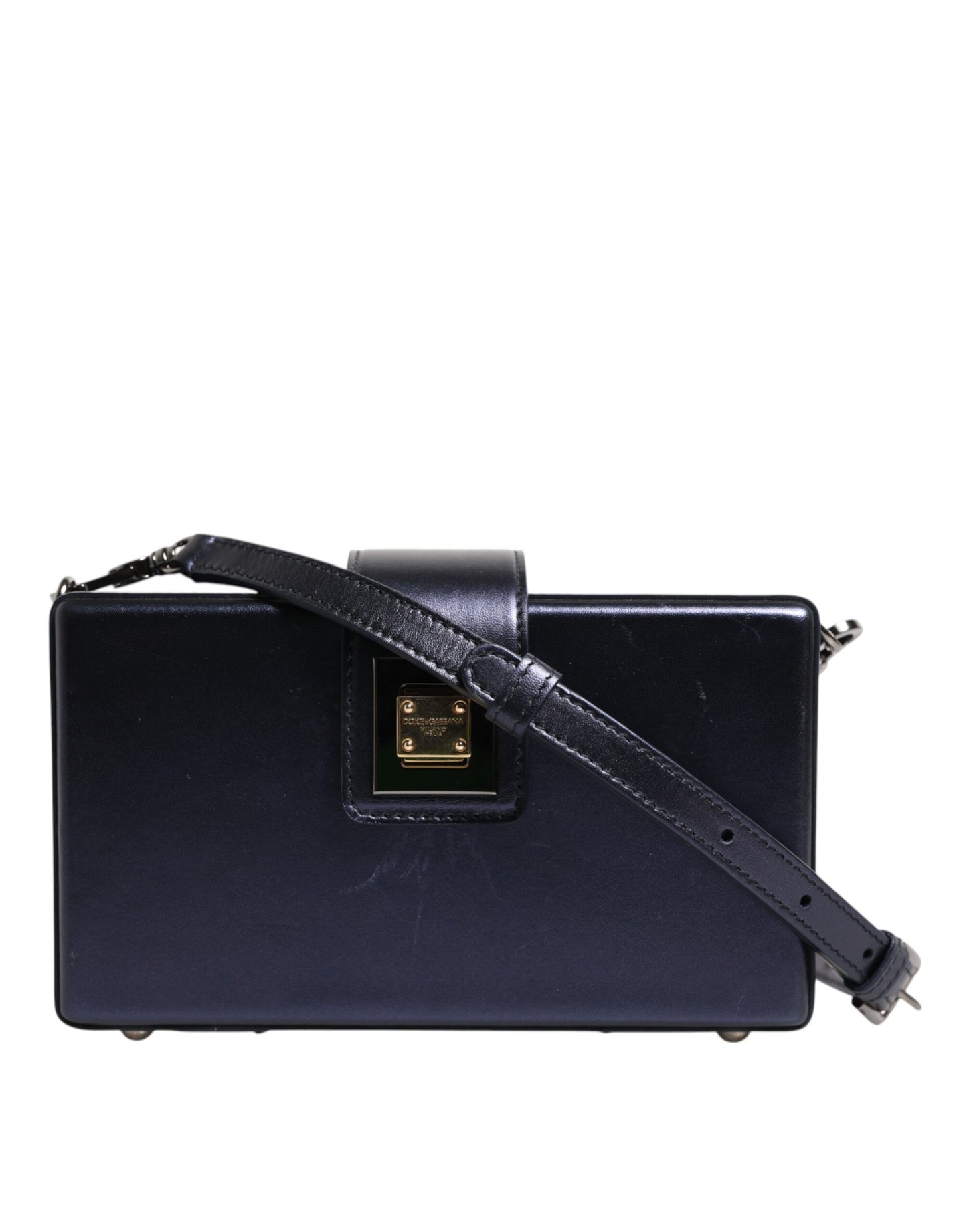 Dolce &amp; Gabbana Blue DG BOX Lambskin Leather Crossbody Strap Bag