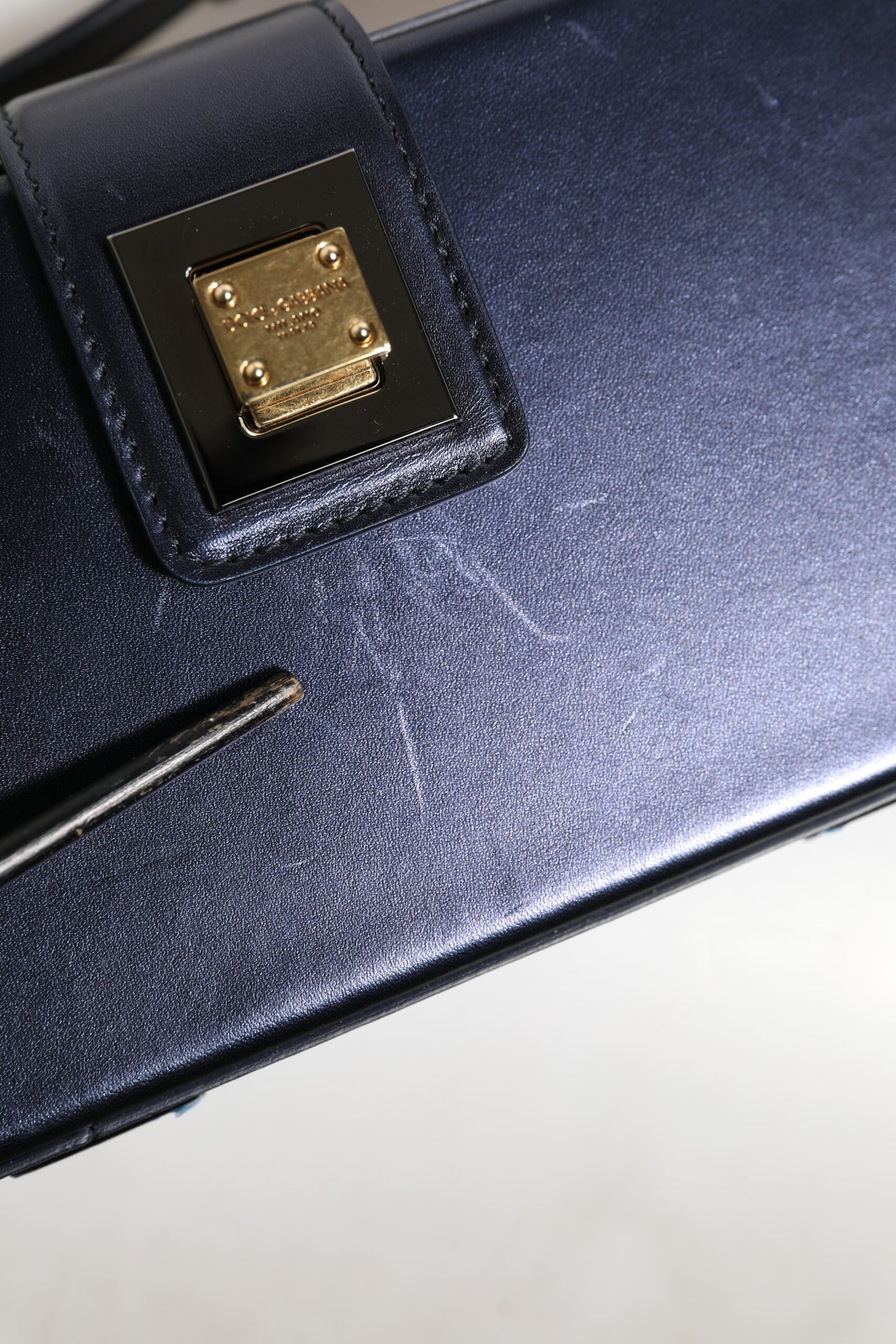 Dolce &amp; Gabbana Blue DG BOX Lambskin Leather Crossbody Strap Bag