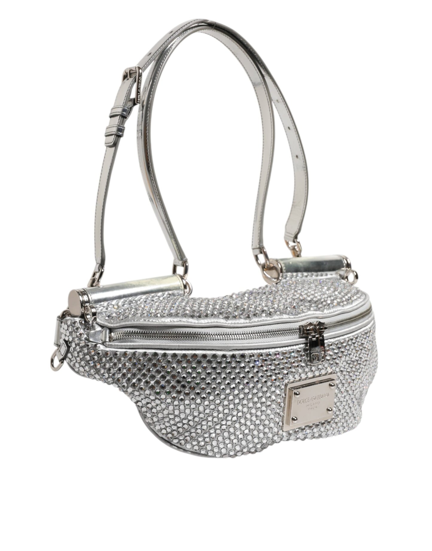 Dolce &amp; Gabbana Silver Crystal-Embellished Belt Strap Bag