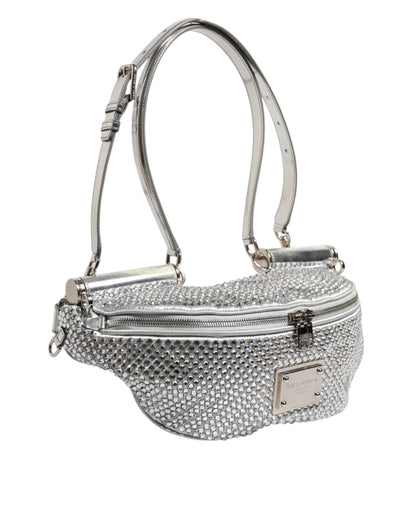 Dolce &amp; Gabbana Silver Crystal-Embellished Belt Strap Bag