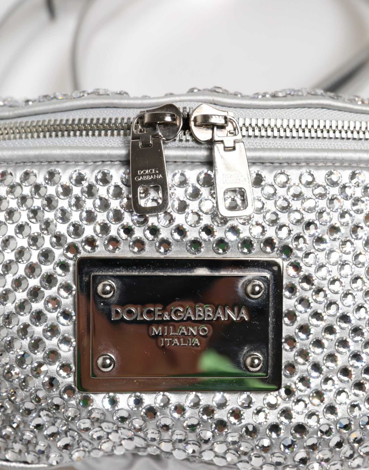 Dolce &amp; Gabbana Silver Crystal-Embellished Belt Strap Bag