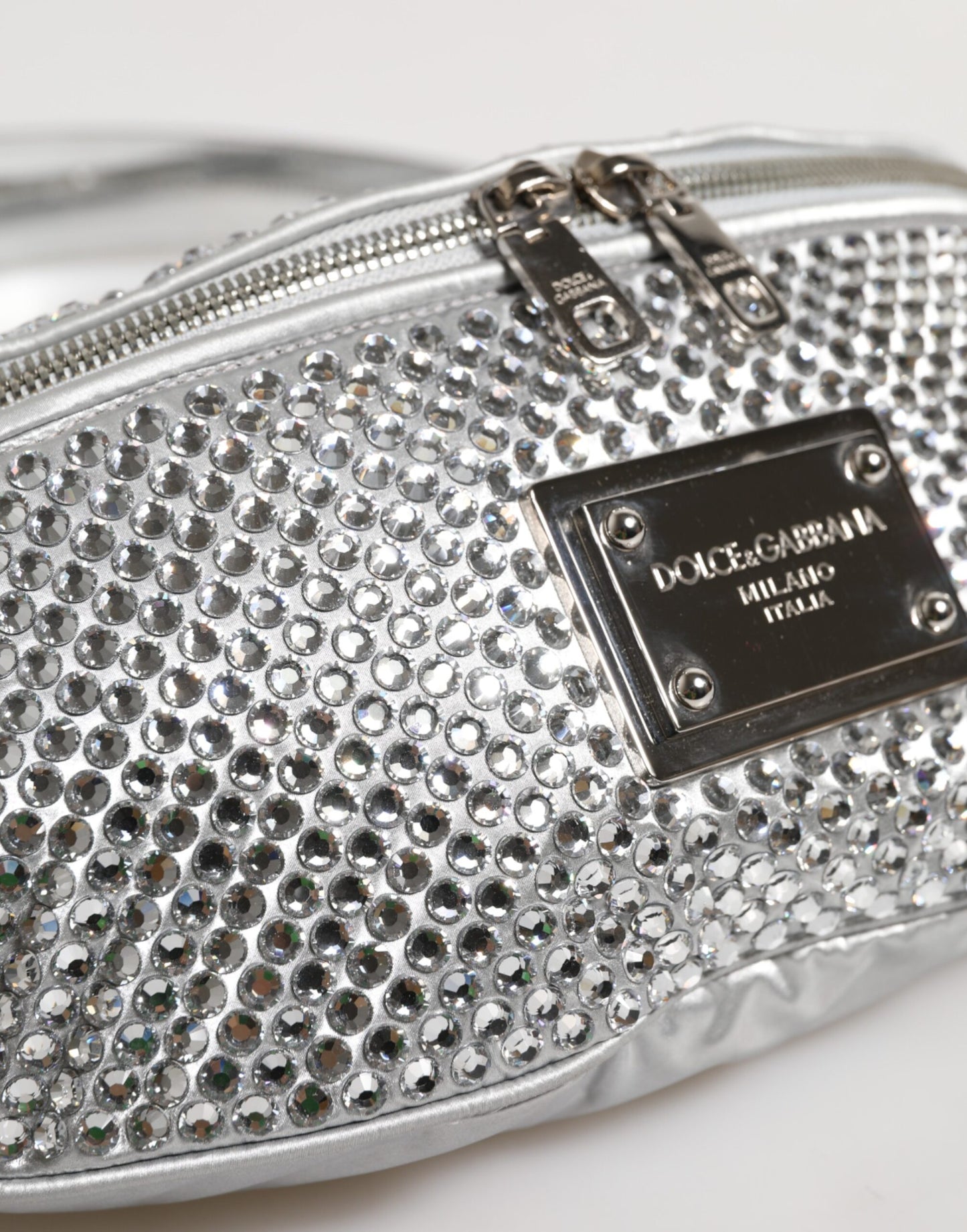 Dolce &amp; Gabbana Silver Crystal-Embellished Belt Strap Bag