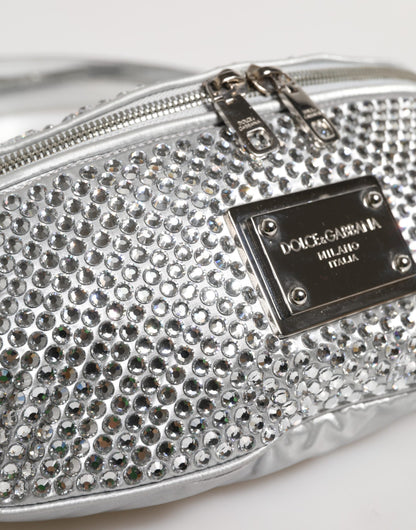 Dolce &amp; Gabbana Silver Crystal-Embellished Belt Strap Bag