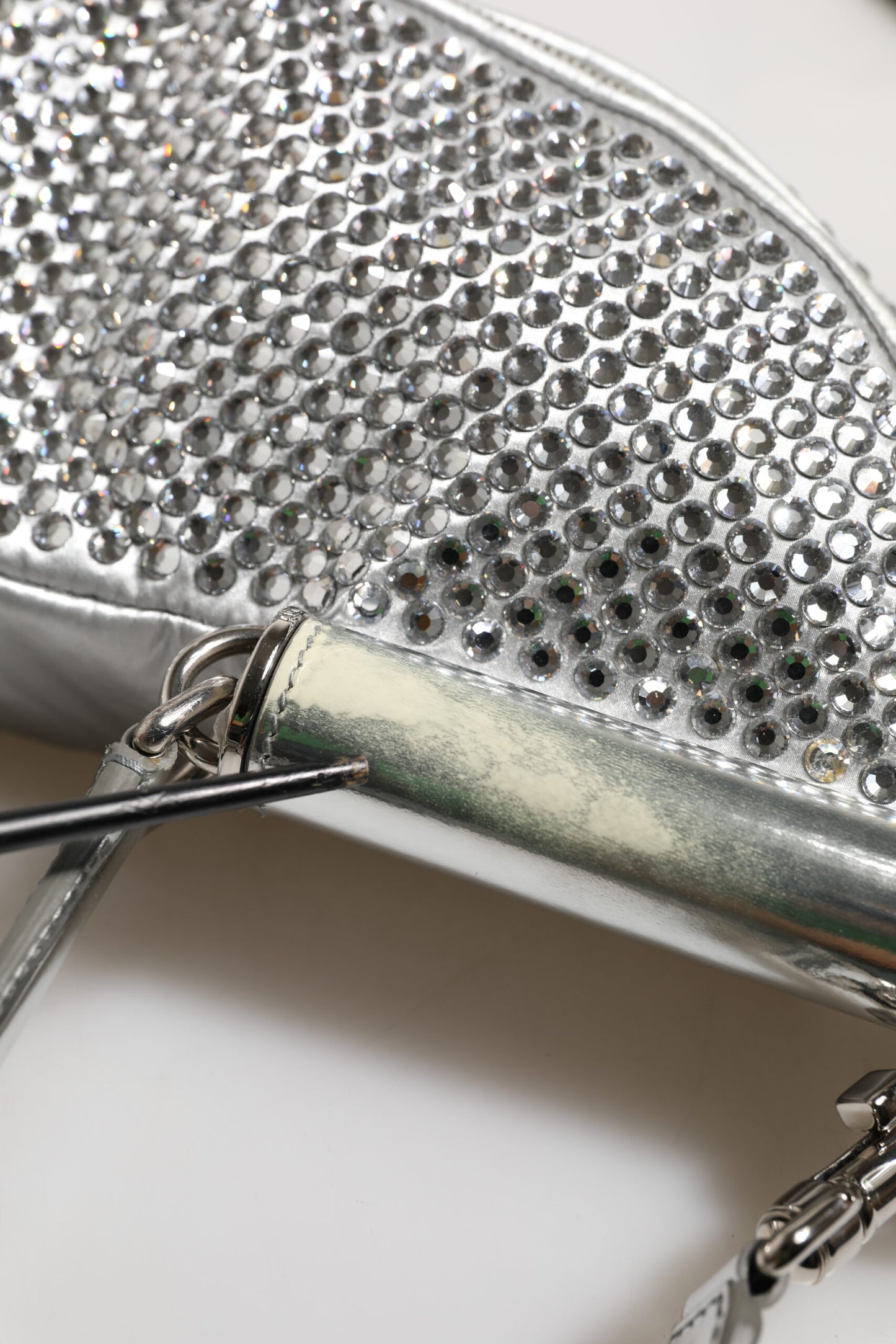 Dolce &amp; Gabbana Silver Crystal-Embellished Belt Strap Bag