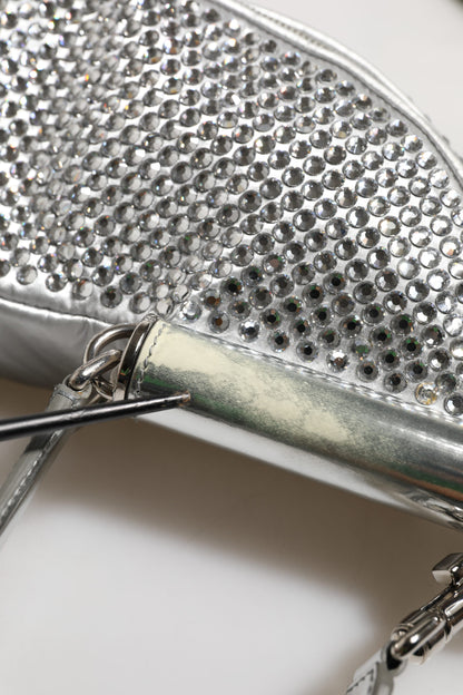 Dolce &amp; Gabbana Silver Crystal-Embellished Belt Strap Bag