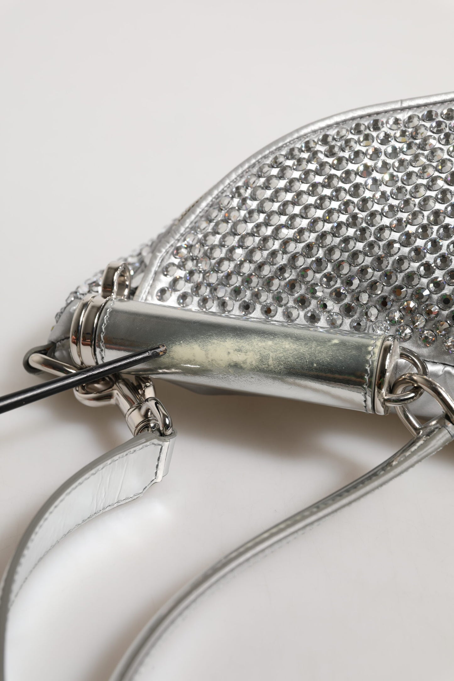 Dolce &amp; Gabbana Silver Crystal-Embellished Belt Strap Bag