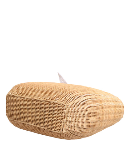 Dolce &amp; Gabbana Beige Fiber Vegetable Basket Handbag Tote Bag